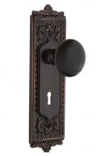 Nostalgic Warehouse 700403 - Nostalgic Warehouse Egg & Dart Plate with Keyhole Passage Black Porcelain Door Knob in Timeles