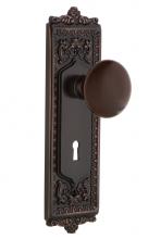 Nostalgic Warehouse 700404 - Nostalgic Warehouse Egg & Dart Plate with Keyhole Passage Brown Porcelain Door Knob in Timeles