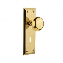 Nostalgic Warehouse 701103 - Nostalgic Warehouse New York Plate with Keyhole Single Dummy New York Door Knob in Polished Brass