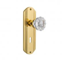 Nostalgic Warehouse 701120 - Nostalgic Warehouse Deco Plate with Keyhole Privacy Crystal Glass Door Knob in Polished Brass