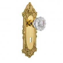 Nostalgic Warehouse 701127 - Nostalgic Warehouse Victorian Plate with Keyhole Privacy Crystal Glass Door Knob in Polished Brass