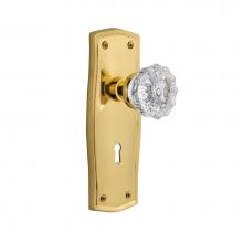 Nostalgic Warehouse 701225 - Nostalgic Warehouse Prairie Plate with Keyhole Privacy Crystal Glass Door Knob in Polished Brass