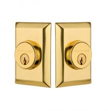 Nostalgic Warehouse 701345 - Nostalgic Warehouse New York Plate Double Cylinder Deadbolt in Unlacquered Brass