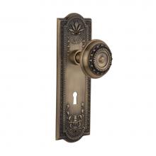 Nostalgic Warehouse 701810 - Nostalgic Warehouse Meadows Plate with Keyhole Privacy Meadows Door Knob in Antique Brass