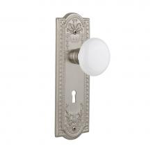 Nostalgic Warehouse 701873 - Nostalgic Warehouse Meadows Plate with Keyhole Privacy White Porcelain Door Knob in Satin Nickel