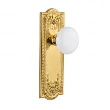 Nostalgic Warehouse 701878 - Nostalgic Warehouse Meadows Plate Single Dummy White Porcelain Door Knob in Polished Brass