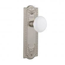 Nostalgic Warehouse 701893 - Nostalgic Warehouse Meadows Plate Passage White Porcelain Door Knob in Satin Nickel