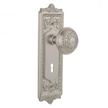 Nostalgic Warehouse 701917 - Nostalgic Warehouse Egg & Dart Plate with Keyhole Privacy Egg & Dart Door Knob in Satin Ni