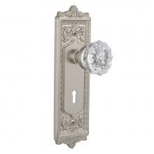 Nostalgic Warehouse 701932 - Nostalgic Warehouse Egg & Dart Plate with Keyhole Privacy Crystal Glass Door Knob in Satin Nic