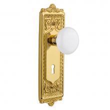 Nostalgic Warehouse 701963 - Nostalgic Warehouse Egg & Dart Plate with Keyhole Single Dummy White Porcelain Door Knob in Po