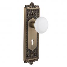 Nostalgic Warehouse 701976 - Nostalgic Warehouse Egg & Dart Plate with Keyhole Privacy White Porcelain Door Knob in Antique