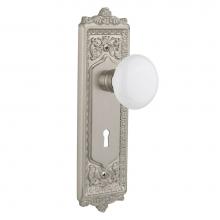 Nostalgic Warehouse 701978 - Nostalgic Warehouse Egg & Dart Plate with Keyhole Privacy White Porcelain Door Knob in Satin N