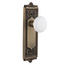 Nostalgic Warehouse 701992 - Nostalgic Warehouse Egg & Dart Plate Privacy White Porcelain Door Knob in Antique Brass