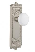 Nostalgic Warehouse 701994 - Nostalgic Warehouse Egg & Dart Plate Privacy White Porcelain Door Knob in Satin Nickel