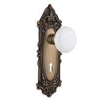 Nostalgic Warehouse 702054 - Nostalgic Warehouse Victorian Plate with Keyhole Privacy White Porcelain Door Knob in Antique Bras