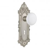 Nostalgic Warehouse 702056 - Nostalgic Warehouse Victorian Plate with Keyhole Privacy White Porcelain Door Knob in Satin Nickel