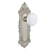 Nostalgic Warehouse 702072 - Nostalgic Warehouse Victorian Plate Privacy White Porcelain Door Knob in Satin Nickel