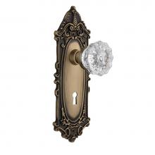 Nostalgic Warehouse 702090 - Nostalgic Warehouse Victorian Plate with Keyhole Privacy Crystal Glass Door Knob in Antique Brass