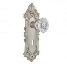 Nostalgic Warehouse 702095 - Nostalgic Warehouse Victorian Plate with Keyhole Passage Crystal Glass Door Knob in Satin Nickel