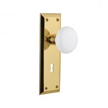 Nostalgic Warehouse 702108 - Nostalgic Warehouse New York Plate with Keyhole Single Dummy White Porcelain Door Knob in Polished