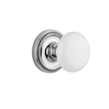 Nostalgic Warehouse 702152 - Nostalgic Warehouse Rope Rosette Privacy White Porcelain Door Knob in Bright Chrome