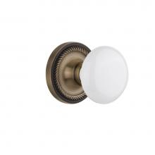 Nostalgic Warehouse 702154 - Nostalgic Warehouse Rope Rosette Passage White Porcelain Door Knob in Antique Brass