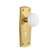 Nostalgic Warehouse 702161 - Nostalgic Warehouse Prairie Plate with Keyhole Privacy White Porcelain Door Knob in Polished Brass