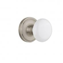 Nostalgic Warehouse 702206 - Nostalgic Warehouse Classic Rosette Privacy White Porcelain Door Knob in Satin Nickel