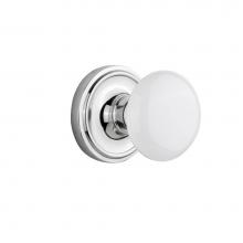 Nostalgic Warehouse 702209 - Nostalgic Warehouse Classic Rosette Passage White Porcelain Door Knob in Bright Chrome