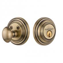 Nostalgic Warehouse 702273 - Nostalgic Warehouse Classic Rosette Single Cylinder Deadbolt in Antique Brass