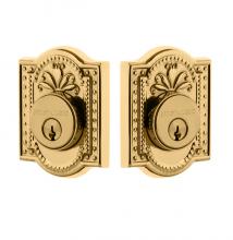 Nostalgic Warehouse 702361 - Nostalgic Warehouse Meadows Plate Double Cylinder Deadbolt in Unlacquered Brass