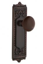 Nostalgic Warehouse 702473 - Nostalgic Warehouse Egg & Dart Plate Privacy Brown Porcelain Door Knob in Timeless Bronze