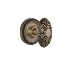 Nostalgic Warehouse 702525 - Nostalgic Warehouse Rope Rosette Privacy Victorian Door Knob in Antique Brass