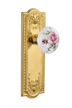 Nostalgic Warehouse 702638 - Nostalgic Warehouse Meadows Plate Passage White Rose Porcelain Door Knob in Unlacquered Brass