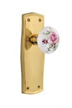 Nostalgic Warehouse 702656 - Nostalgic Warehouse Prairie Plate Passage White Rose Porcelain Door Knob in Unlacquered Brass