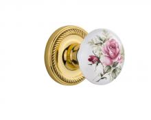 Nostalgic Warehouse 702665 - Nostalgic Warehouse Rope Rosette Passage White Rose Porcelain Door Knob in Unlacquered Brass