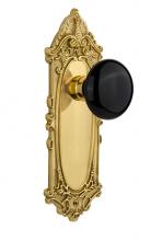 Nostalgic Warehouse 702833 - Nostalgic Warehouse Victorian Plate Double Dummy Black Porcelain Door Knob in Unlacquered Brass