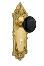 Nostalgic Warehouse 702846 - Nostalgic Warehouse Victorian Plate with Keyhole Double Dummy Black Porcelain Door Knob in Unlacqu