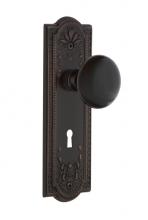 Nostalgic Warehouse 703230 - Nostalgic Warehouse Meadows Plate with Keyhole Privacy Black Porcelain Door Knob in Timeless Bronz