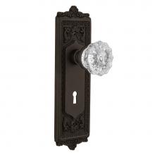 Nostalgic Warehouse 704169 - Nostalgic Warehouse Egg & Dart Plate with Keyhole Privacy Crystal Glass Door Knob in Oil-Rubbe