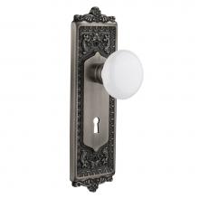 Nostalgic Warehouse 704280 - Nostalgic Warehouse Egg & Dart Plate with Keyhole Privacy White Porcelain Door Knob in Antique