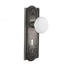 Nostalgic Warehouse 704424 - Nostalgic Warehouse Meadows Plate with Keyhole Privacy White Porcelain Door Knob in Antique Pewter