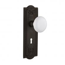 Nostalgic Warehouse 704427 - Nostalgic Warehouse Meadows Plate with Keyhole Passage White Porcelain Door Knob in Oil-Rubbed Bro