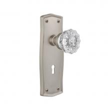 Nostalgic Warehouse 704465 - Nostalgic Warehouse Prairie Plate with Keyhole Privacy Crystal Glass Door Knob in Satin Nickel