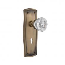 Nostalgic Warehouse 704467 - Nostalgic Warehouse Prairie Plate with Keyhole Privacy Crystal Glass Door Knob in Antique Brass