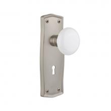 Nostalgic Warehouse 704521 - Nostalgic Warehouse Prairie Plate with Keyhole Privacy White Porcelain Door Knob in Satin Nickel