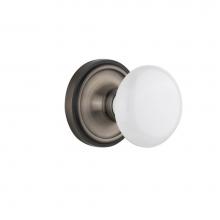 Nostalgic Warehouse 704842 - Nostalgic Warehouse Classic Rosette Privacy White Porcelain Door Knob in Antique Pewter