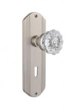 Nostalgic Warehouse 705317 - Nostalgic Warehouse Deco Plate with Keyhole Passage Crystal Glass Door Knob in Satin Nickel