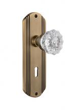 Nostalgic Warehouse 705326 - Nostalgic Warehouse Deco Plate with Keyhole Privacy Crystal Glass Door Knob in Antique Brass