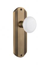 Nostalgic Warehouse 705391 - Nostalgic Warehouse Deco Plate Passage White Porcelain Door Knob in Antique Brass